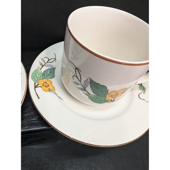 Woodhill by Citation Floral Design Flat Coffee Cup and Saucer Set of 2 - Picture 5 of 11